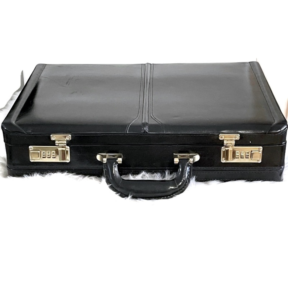 Vintage Black Leather Briefcase